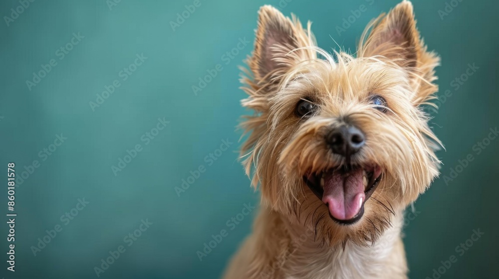 Joyful White Terrier, Westie. Isolated against a vibrant blue background. Canine. Dog. Pet. Joyful White Terrier, Westie. Isolated against a vibrant blue background. Canine. Dog. Pet.