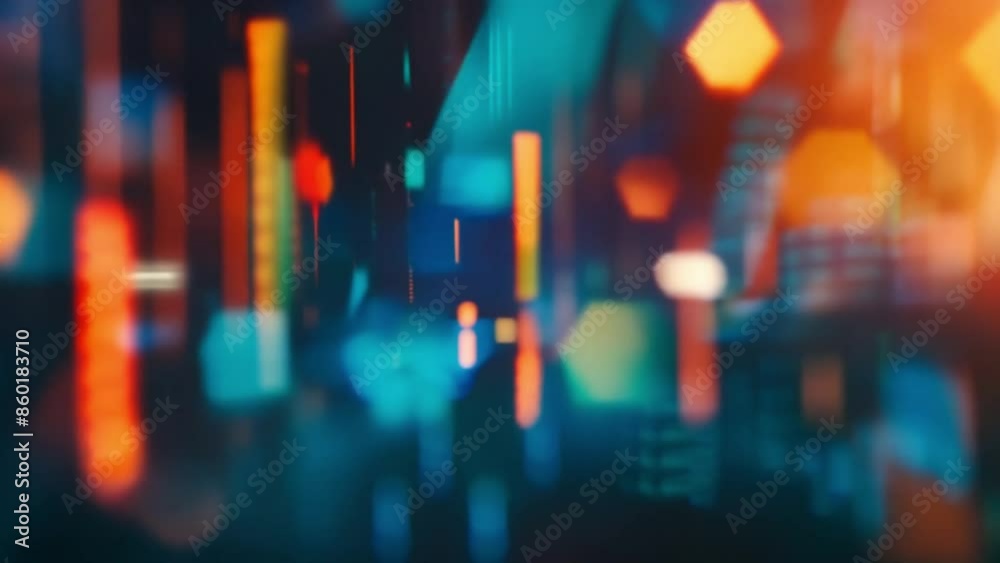 Abstract digital chart with blurred data points and bright colors