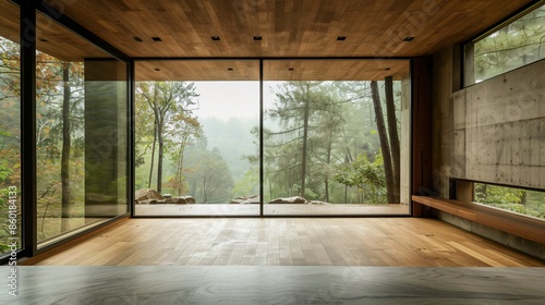 Modern Minimalist Interior Design with Forest View