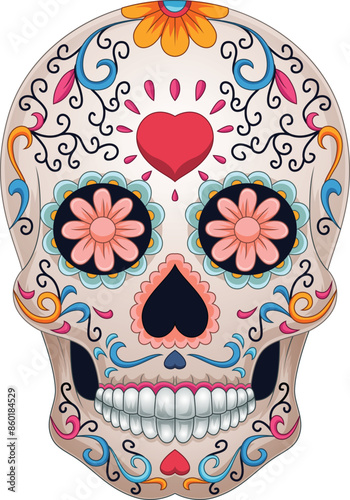Day of the dead, colorful sugar skull