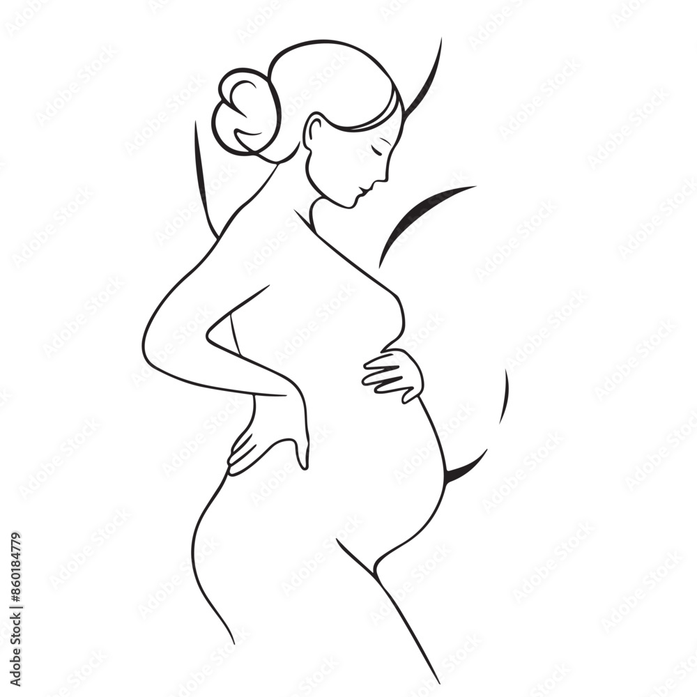 Pregnant Woman Touching Her Belly Hands illustrations Pregnant Woman Touching Her Belly Hands illustrations