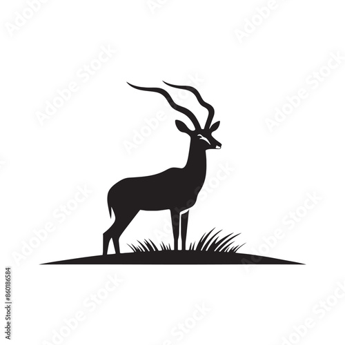 Antelope silhouette for art and design projects - wildlife silhouette - antelope illustration - minimalistic antelope vector 