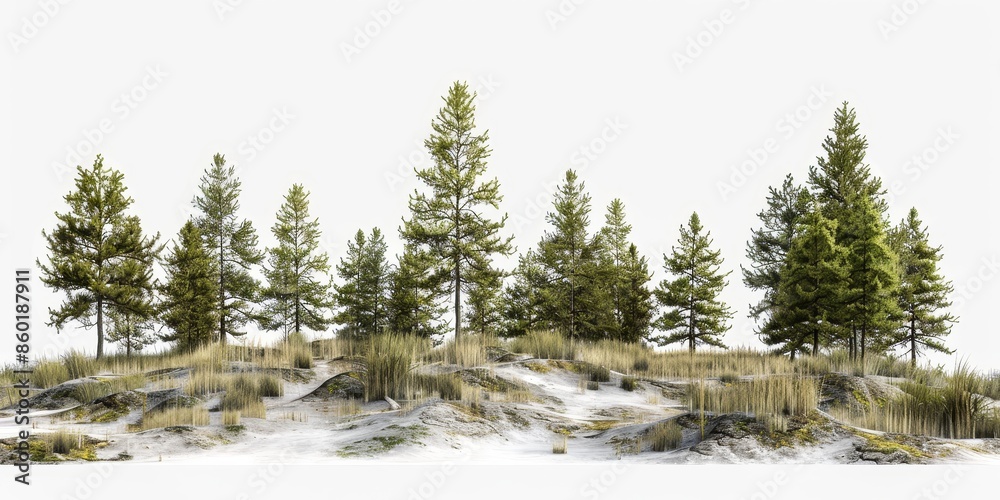 Green pine trees on snow covered hill Green pine trees on snow covered hill