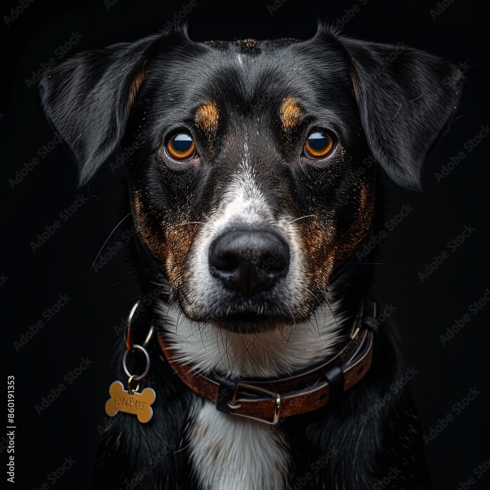 a dog with a dog collar looking at the camera a dog with a dog collar looking at the camera