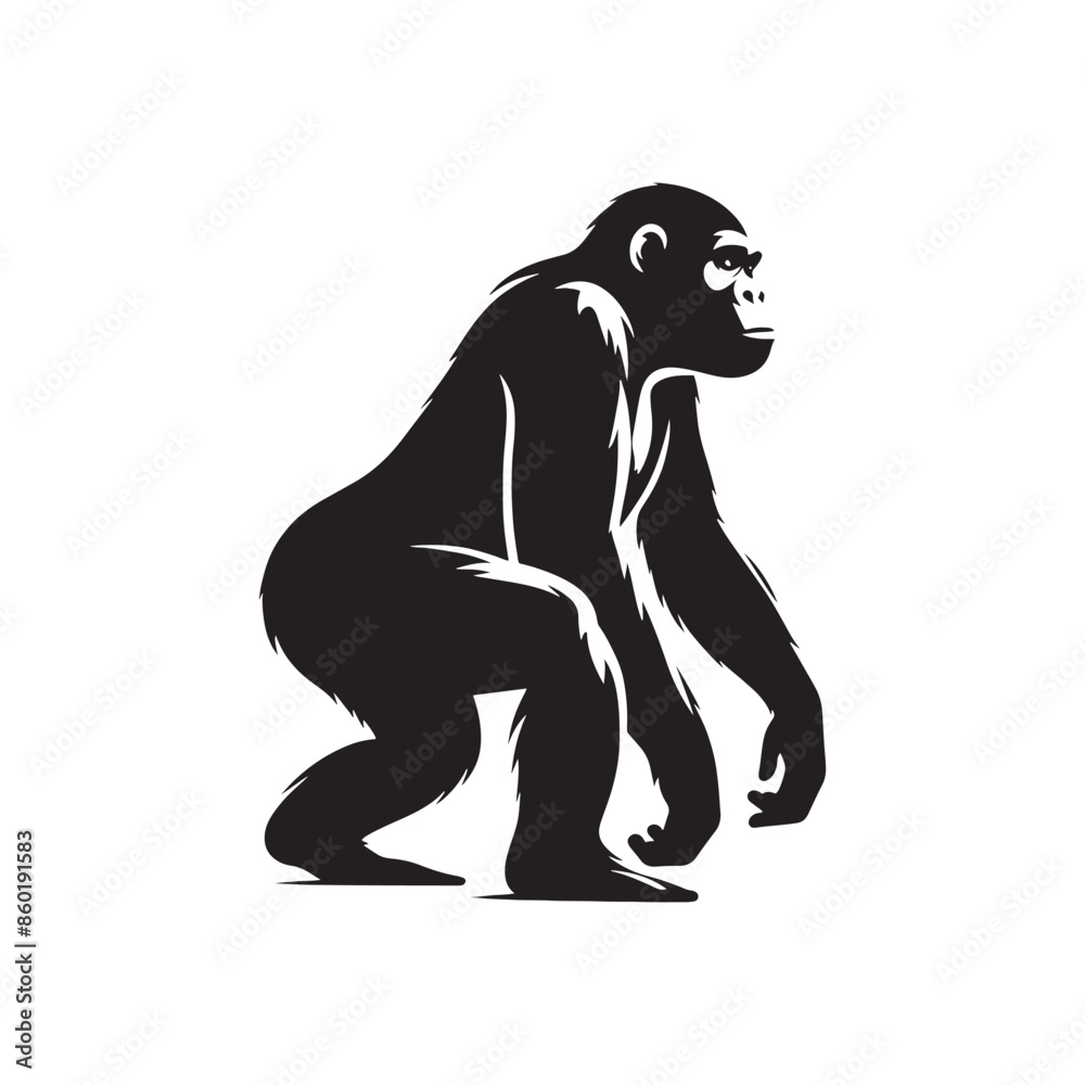 Fototapeta premium Captivating ape silhouette for modern design - ape illustration - minimalist ape vector 