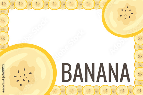 Pieces of banana slice snack. Topical resh banana slice cut fruit. National Banana Day