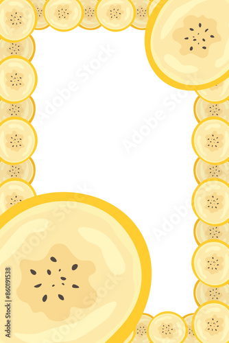 Pieces of banana slice snack. Topical resh banana slice cut fruit. National Banana Day