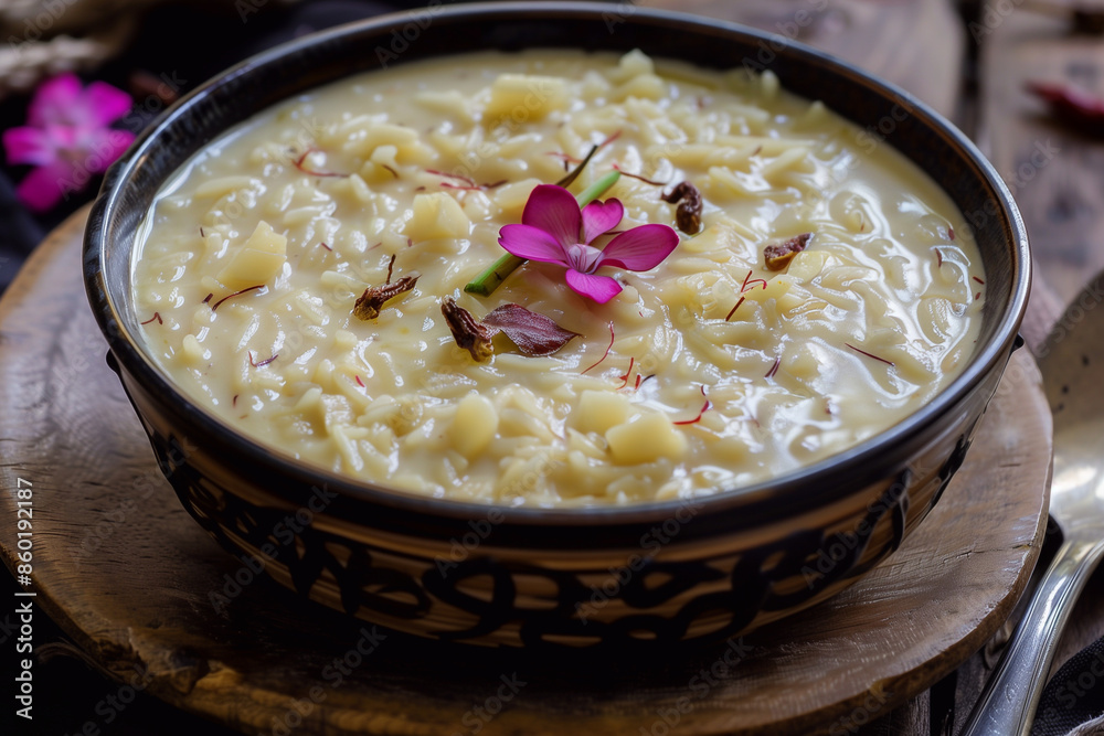 Famous Indian dessert sheer kurma or semiya payasam topped with dry fruits and nuts. Famous Indian dessert sheer kurma or semiya payasam topped with dry fruits and nuts.