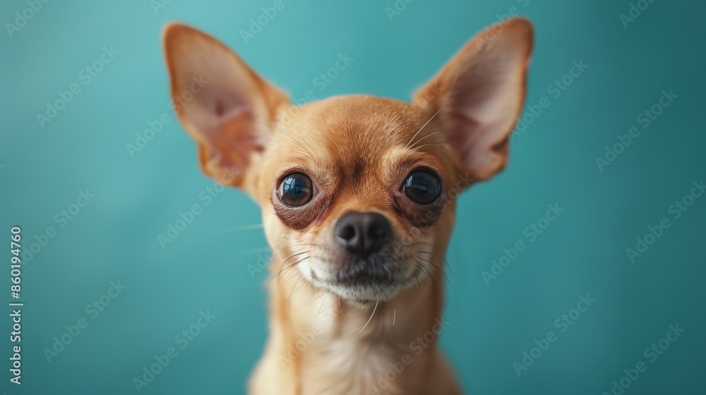 Playful cute Chihuahua. Isolated against a vibrant blue background. Playful cute Chihuahua. Isolated against a vibrant blue background.