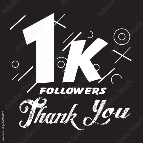 1k followers. Thank you for 1k followers | Thank you 1000 followers, peoples online social group, happy banner celebrate, Vector illustration