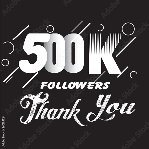 500k followers 500000 celebration social media banner | Thank You 500000 or 500k followers. social sites post, greeting card vector illustration