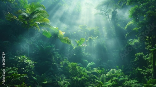 Lush Tropical Rainforest:: Tropical Style, Embracing Exotic Wilderness, Crafting Composition with Verdant Foliage © Edmen