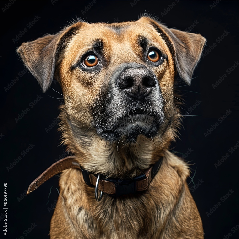 a dog with a dog collar looking at the camera a dog with a dog collar looking at the camera