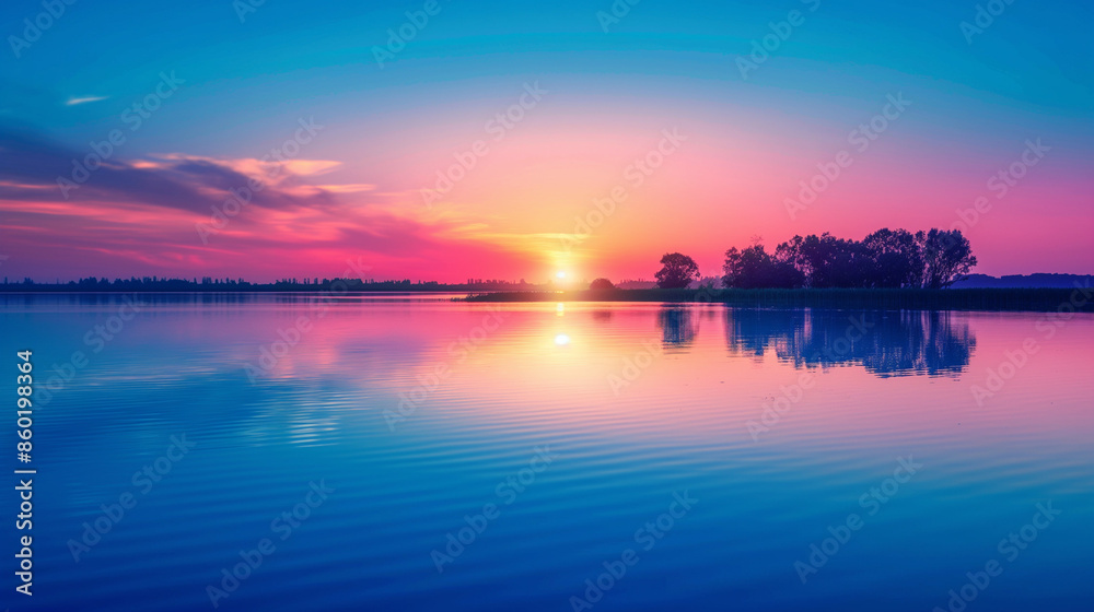 Twilight sky over a calm lake Twilight sky over a calm lake