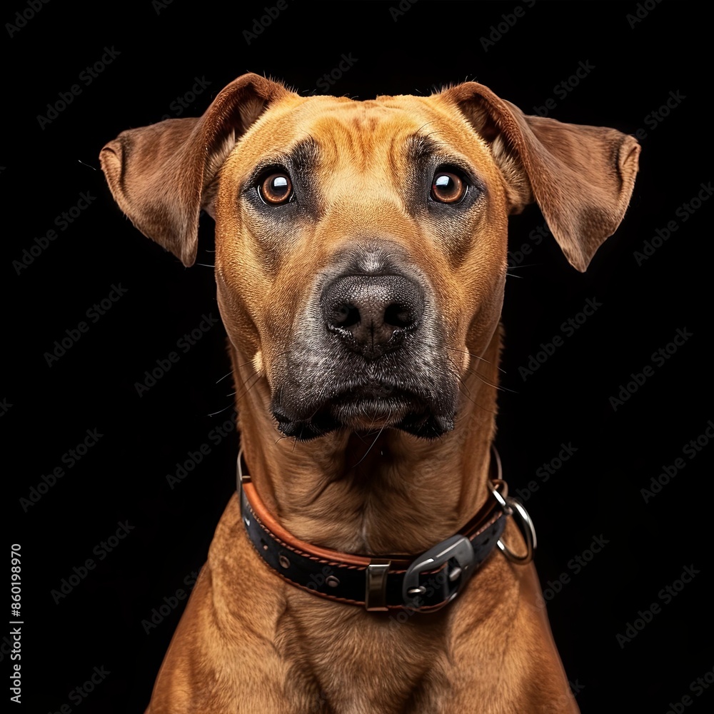 a dog with a dog collar looking at the camera a dog with a dog collar looking at the camera