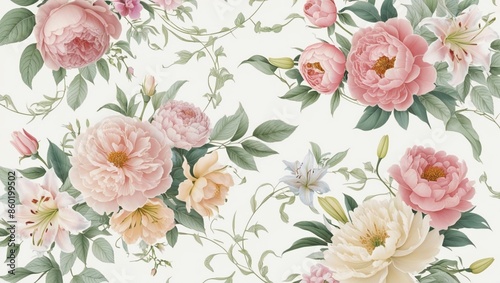Wallpaper Mural Elegant floral pattern illustration art. Torontodigital.ca