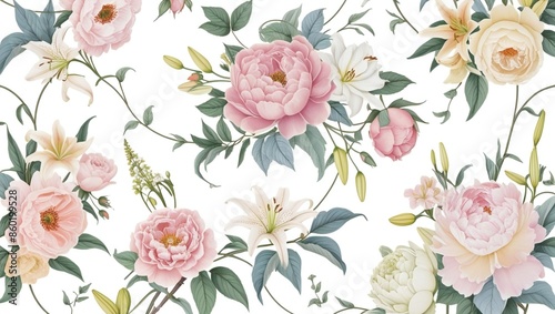 Wallpaper Mural Elegant floral pattern illustration art. Torontodigital.ca