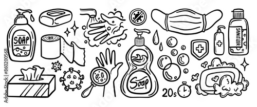 Hand drawn doodle vector set. Collection of cute hand drawn doodle.