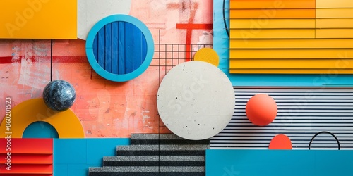 Abstract Geometric Art with Bold Colors and Shapes photo