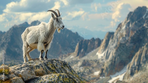 mountain goat on the mountain photo