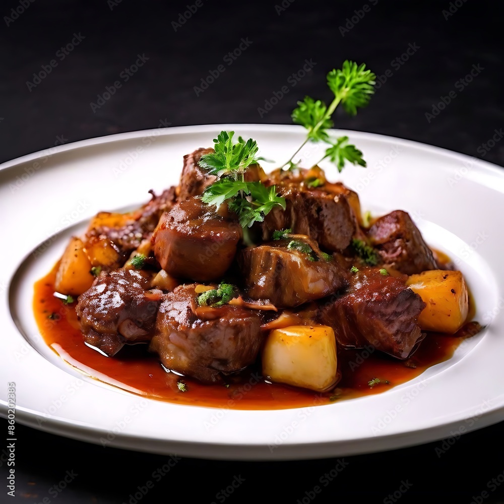 salad with meat and vegetables, Exquisite Lamb Stifado Elegance, Generative AI salad with meat and vegetables, Exquisite Lamb Stifado Elegance, Generative AI