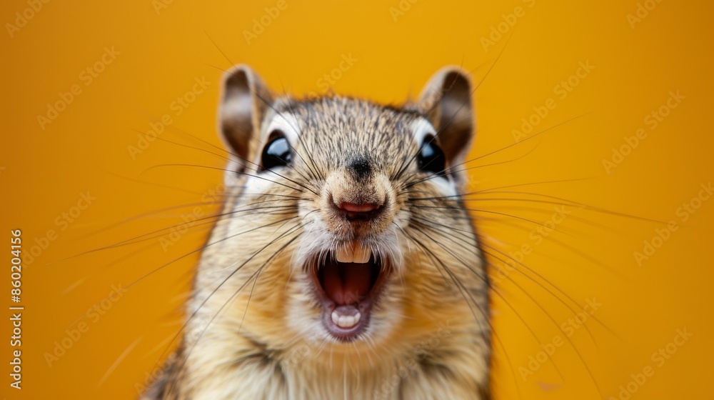 Funny Squirrel: an excited Squirrel isolated against an orange background.
Funny Squirrel: an excited Squirrel isolated against an orange background.