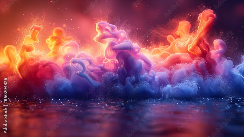 Vibrant energy explosion of colorful liquids frozen in time Vibrant energy explosion of colorful liquids frozen in time