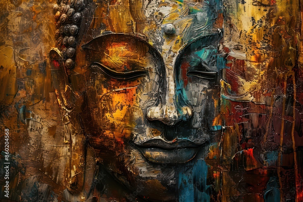 meditative abstract buddha face in rich textured oil painting style oil painting meditative abstract buddha face in rich textured oil painting style oil painting