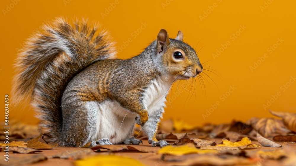Cute Squirrel: a cute Squirrel isolated against an orange background.
Cute Squirrel: a cute Squirrel isolated against an orange background.
