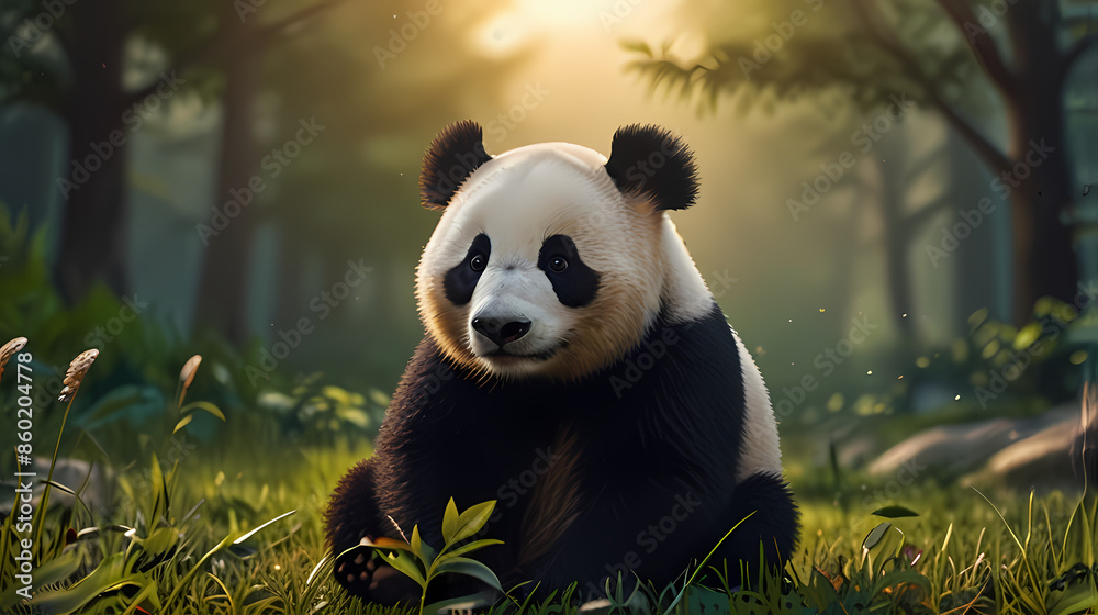 Obraz premium Illustration of panda family
