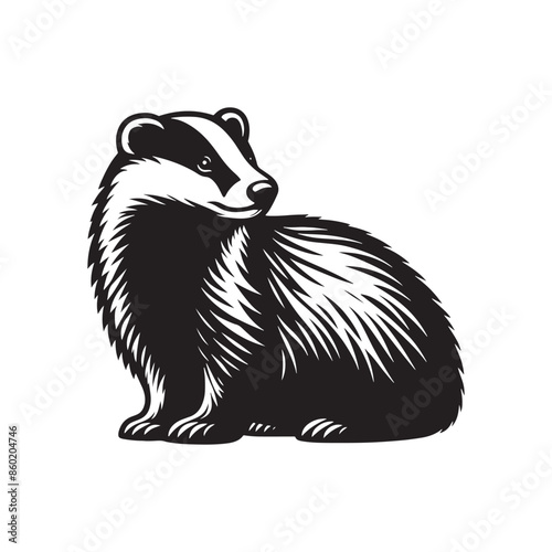 Detailed badger silhouette for modern designs - badger black vector
