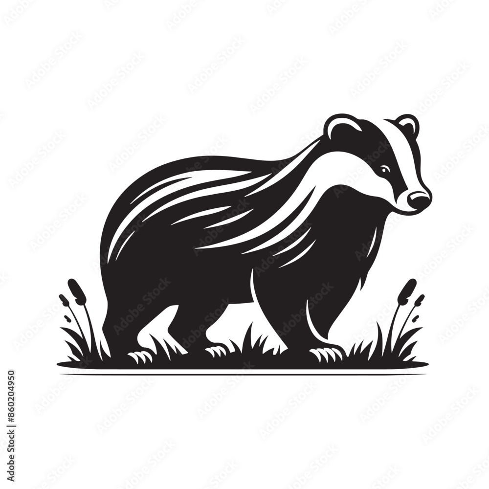 Obraz premium Simplified badger silhouette for creative uses - badger black vector 