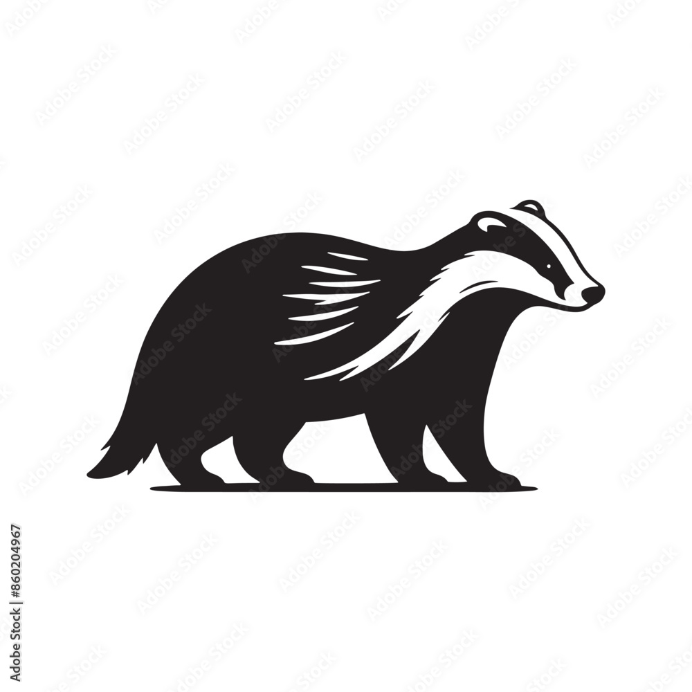 Fototapeta premium Contemporary badger silhouette for any project - badger black vector 