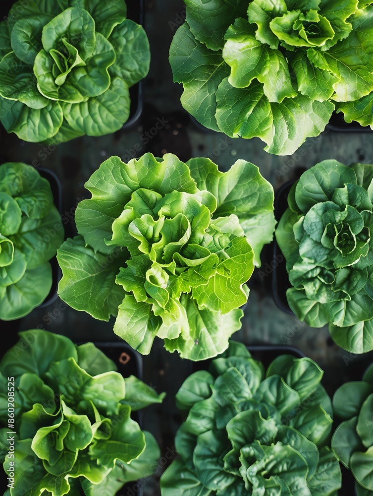 Top view of fresh green lettuce plants in a garden, showcasing healthy leaves and vibrant growth. Ideal for agricultural and gardening themes. Top view of fresh green lettuce plants in a garden, showcasing healthy leaves and vibrant growth. Ideal for agricultural and gardening themes.