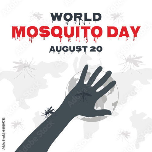 Flat Cartoon Hand Drawn Background Templates for World Mosquito Day  photo