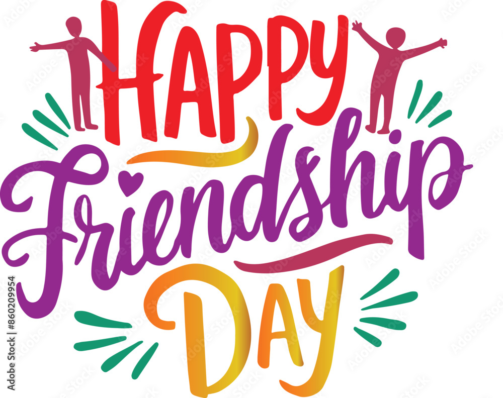 Obraz premium Art & Illustration of happy friendship day typography design