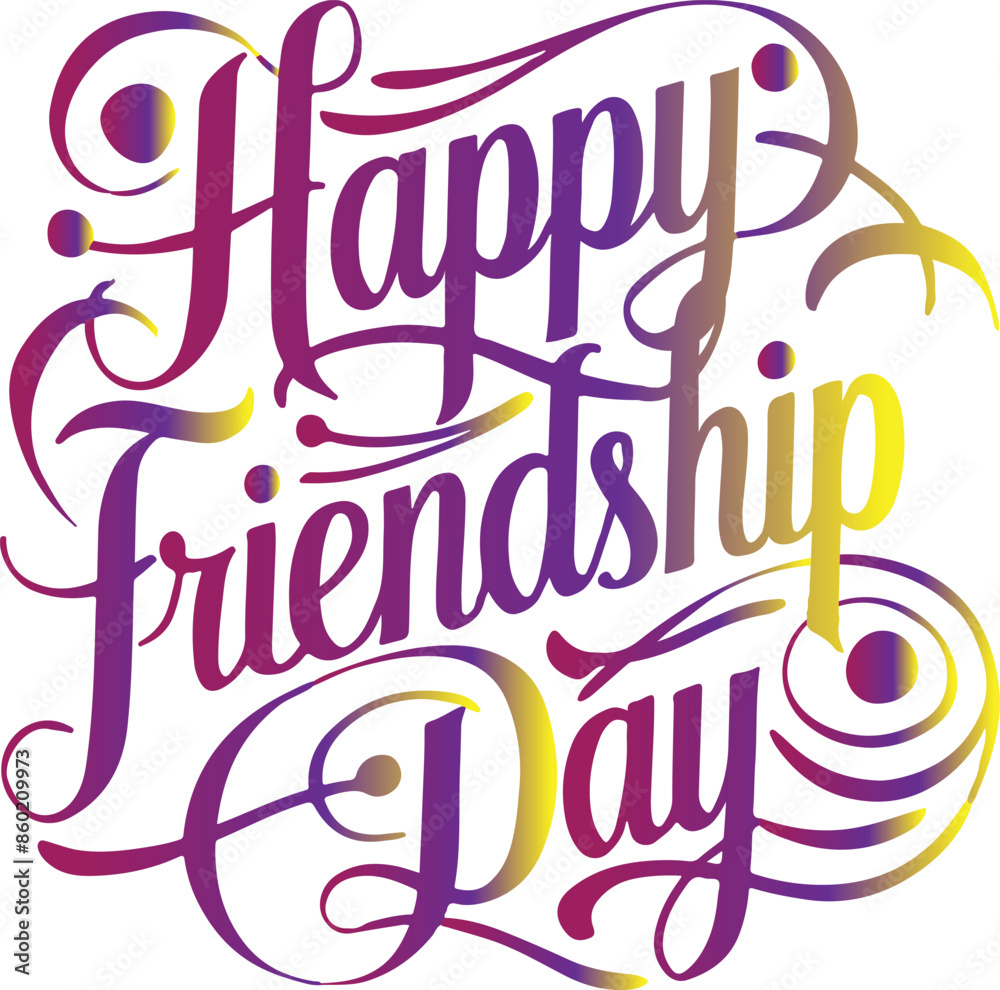 Obraz premium Art & Illustration of happy friendship day typography design