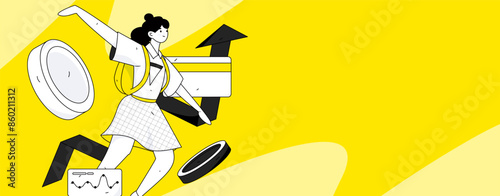 Internet financial management investment flat vector concept operation hand drawn illustration
