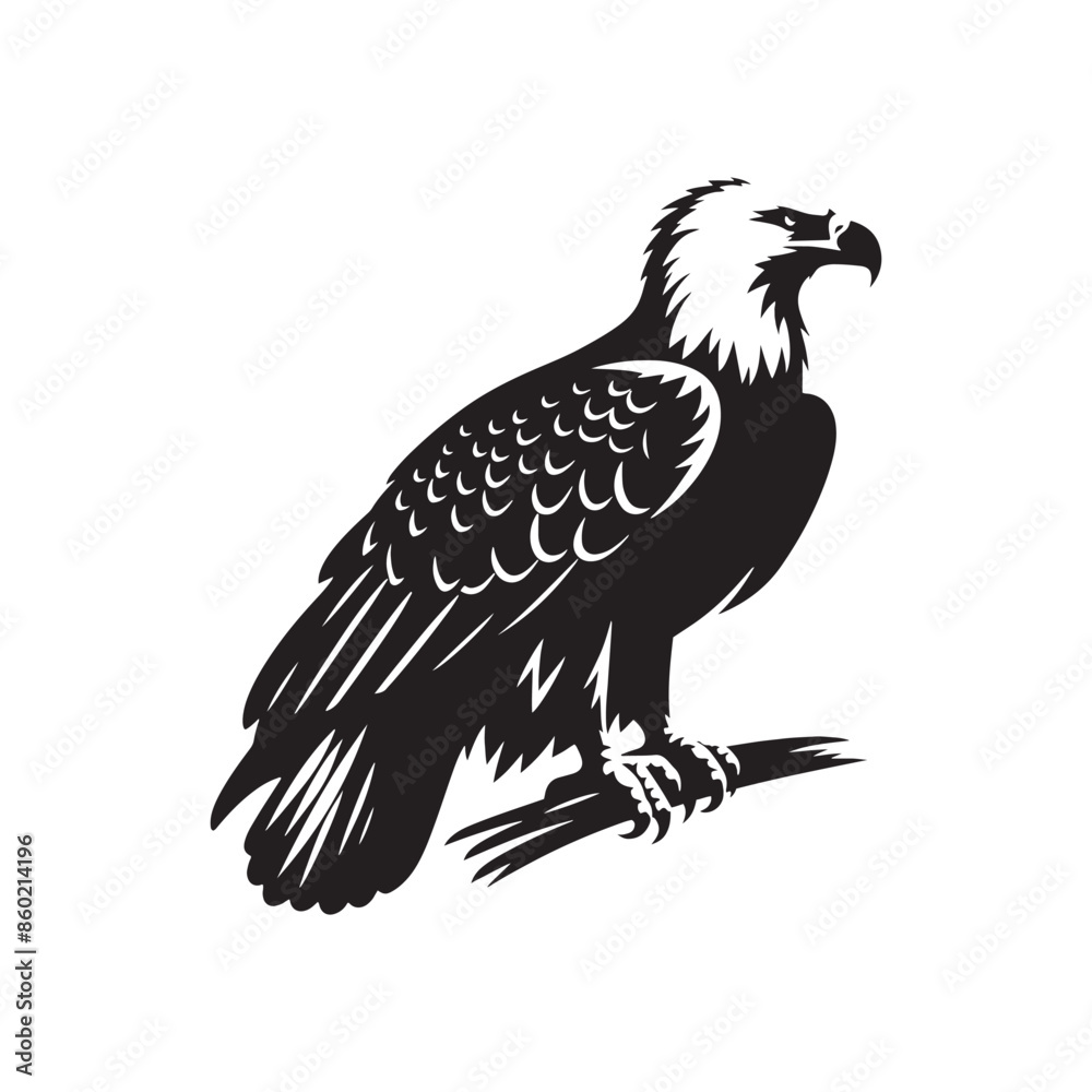 Obraz premium Simplified bald eagle silhouette for creative uses - bald eagle black vector 