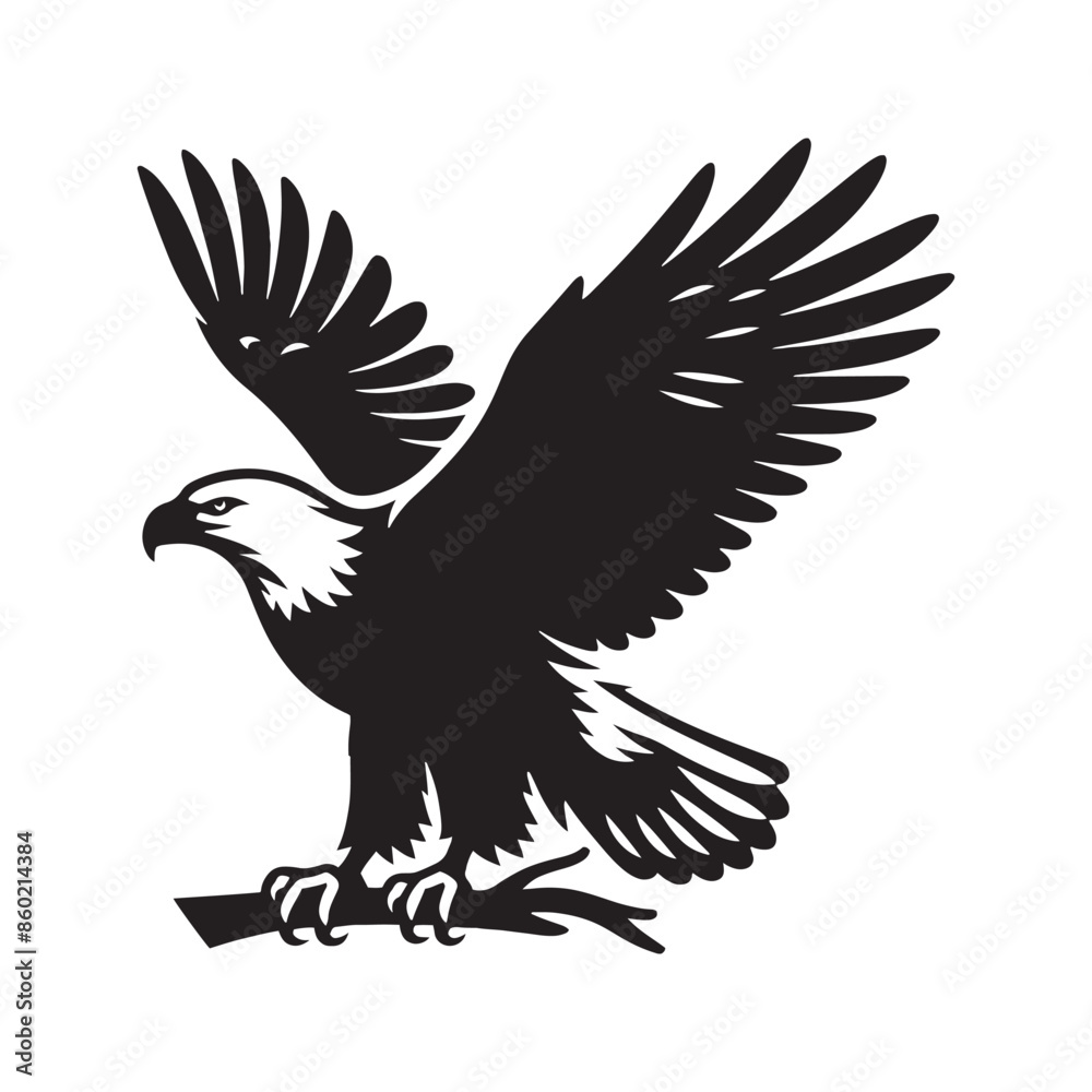 Obraz premium Unique bald eagle silhouette for art and design - bald eagle illustration - minimallest bald eagle vector 