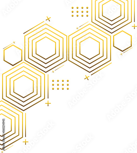 luxury golden hexagon pattern element