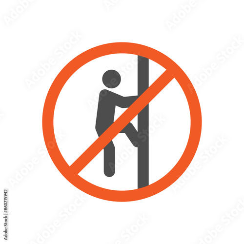 no climbing, no climbing red warning sign, vector icon