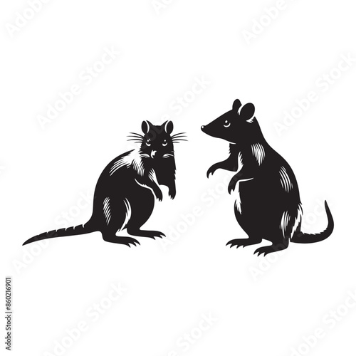 Artistic bandicoot silhouette for clothing designs - bandicoot black vector

