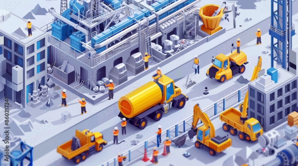 Two men are standing on a construction site, one of them holding a camera Two men are standing on a construction site, one of them holding a camera