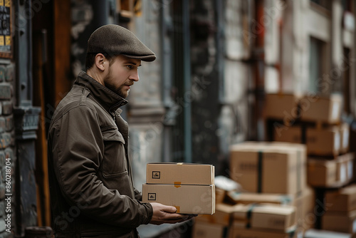 a delivery driver unloading packages, crucial for logistics