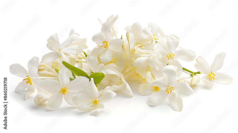 Fresh Jasmine flowers isolated on white : Generative AI