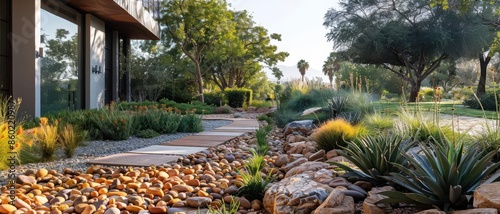 Innovative xeriscaping landscapes in arid environments photo