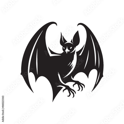 Detailed bat silhouette for web and logo design - bat black vector
