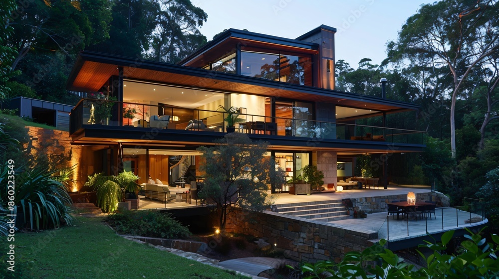 Obraz premium Modern Home With Stunning View And Terrace