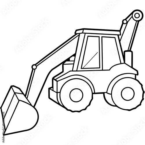 Building transportation al lineart set. Excavator tractor grader tipper. collection of line art.
